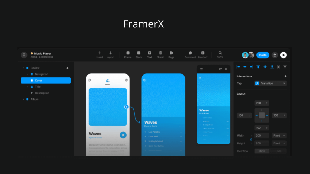 FramerX- Best Mobile App UI Design Tools