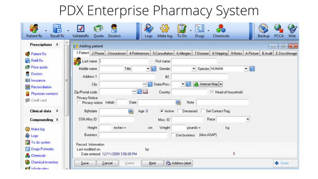 PDX Enterprise Pharmacy System- 10 Best Pharmacy Software For Improved Medical Practices